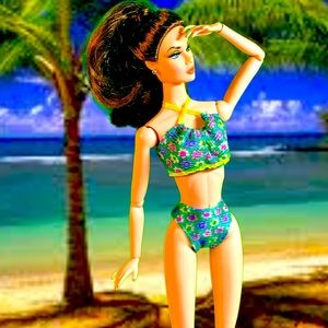 Vintage Barbie/Poppy Parker swimsuit / high-waist bikini